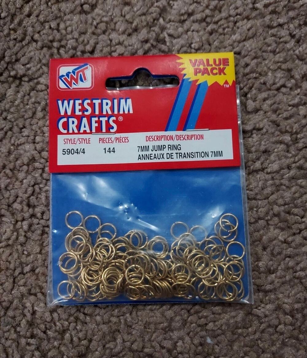 NWT Westrim Crafts 144 Pc 7mm Gold Jump Rings New Crafting